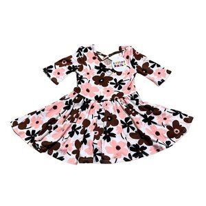 Dot Dot Smile Baby Girls Size 12/24M Pink Brown Floral Ballerina Twirl Dress